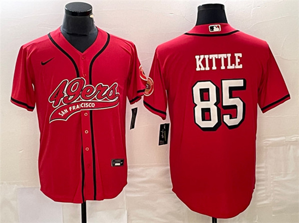 Men's San Francisco 49ers #85 George Kittle New Red Cool Base Stitched Baseball Jersey